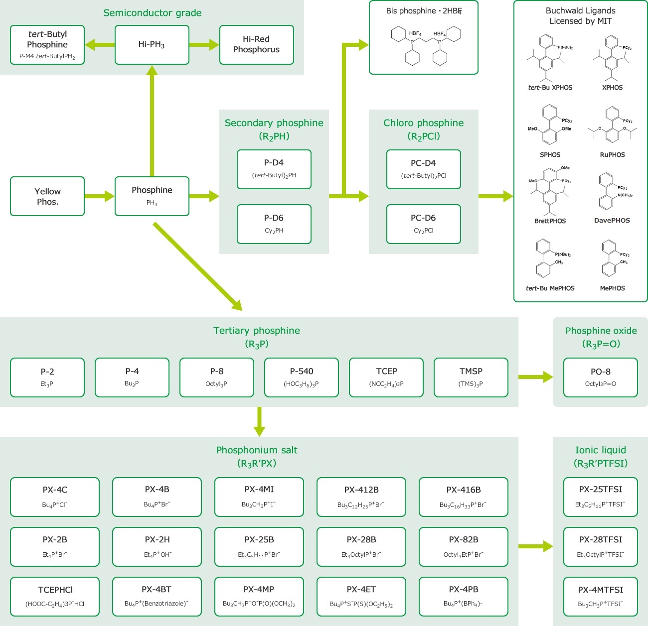 PHOSPHINE DERIVATIVES TECHNOLOGY MAP